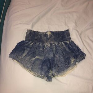 Blue shorts with smocked waist